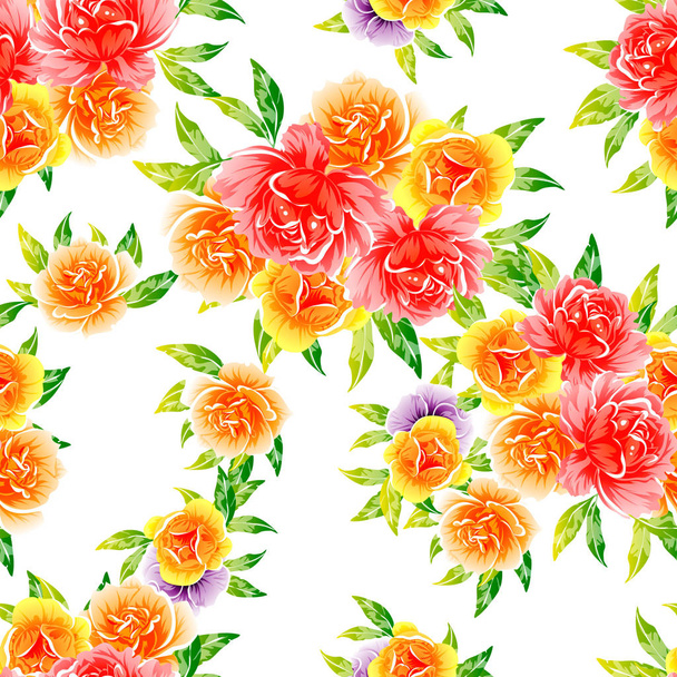vector illustration of beautiful bright flowers pattern background - Vettoriali, immagini