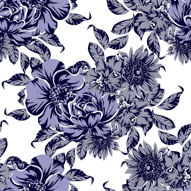 vector illustration of vintage flowers pattern backdrop - Vektor, obrázek