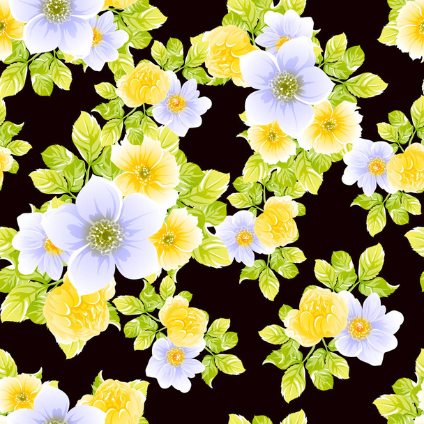 vector illustration of beautiful bright flowers pattern background - Vektör, Görsel