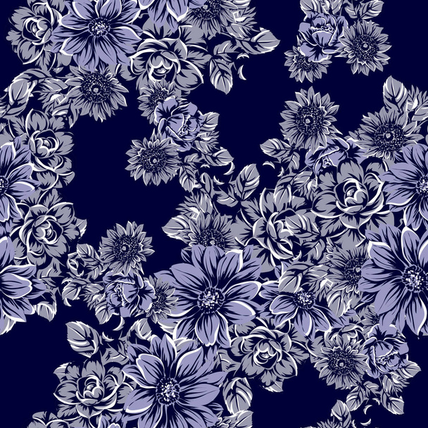 vector illustration of vintage flowers pattern backdrop - Vektör, Görsel