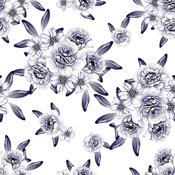 vector illustration of vintage flowers pattern backdrop - Vektor, kép