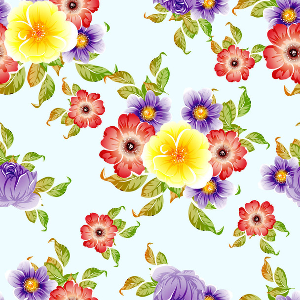 vector illustration of seamless beautiful flowers pattern background - Διάνυσμα, εικόνα