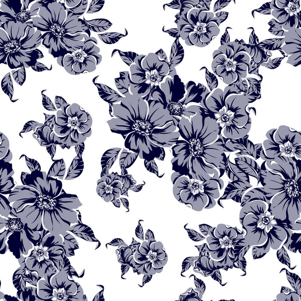 vector illustration of retro flowers pattern background - Vetor, Imagem