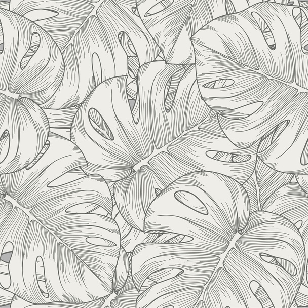 seamless background. leaves monster with outline - Vetor, Imagem