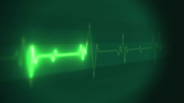 4k medizinisches Pulswellensignal des Herzens / Animation eines gesundheitstechnischen Hintergrunds mit roter Sinuswelle des Herzpulssignals - Filmmaterial, Video