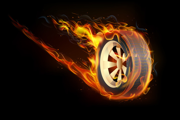 Fiery Tyre - Vector, Image