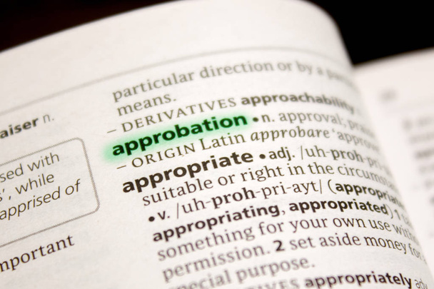 Approbation word or phrase in a dictionary - Photo, Image