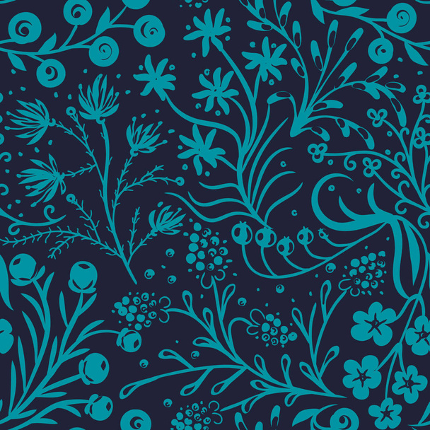 Floral seamless pattern. Hand drawn flowers - Vector, afbeelding