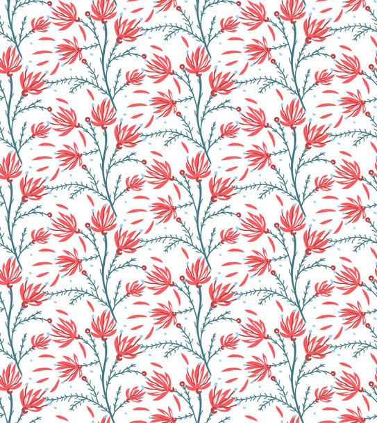 Floral seamless pattern. Hand drawn flowers - Vektor, Bild
