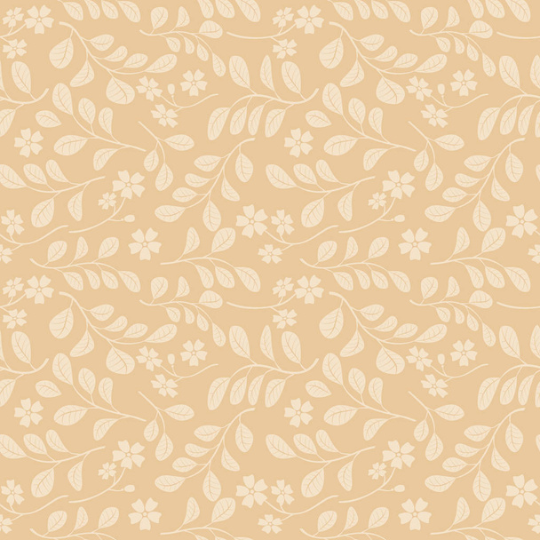beige seamless pattern with floral branches - vector decorative background - Vektori, kuva