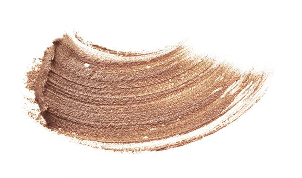 Beige makeup smear of creamy foundation isolated on white background. Beige creamy foundation texture background - 写真・画像