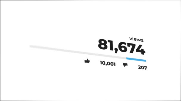 動画再生カウンターのクローズアップは、急速に100万回の視聴回数に増加します。ビデオは好きで、カウンターが嫌いです。パース ビュー. - 映像、動画