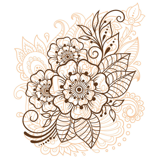 Mehndi flower pattern for Henna drawing and tattoo. Decoration in ethnic oriental, Indian style. - Вектор,изображение
