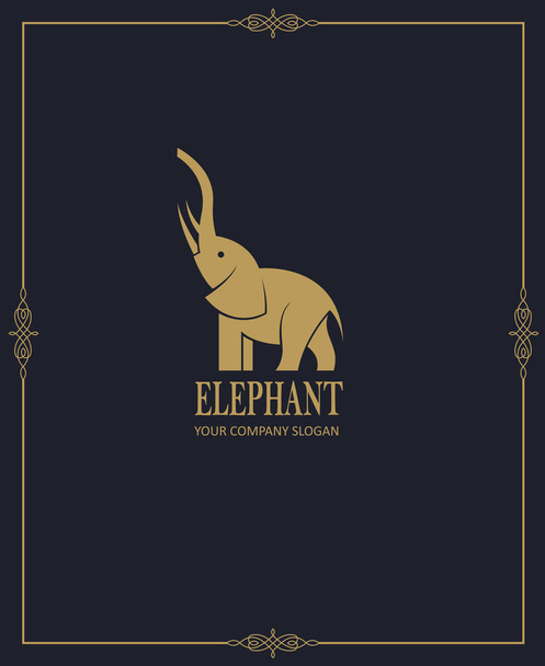 abstract elephant icon isolated on dark background - ベクター画像