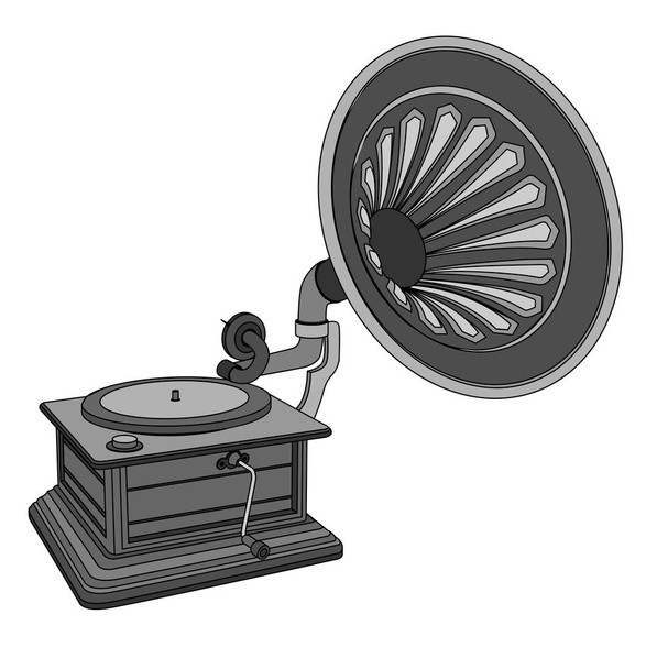 Retro oude grammofoon geïsoleerd op een witte achtergrond - Vector, afbeelding