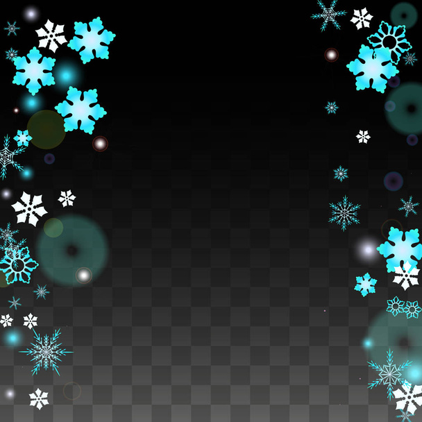 Christmas  Vector Background with Blue Falling Snowflakes Isolated on Transparent Background. Realistic Snow Sparkle Pattern. Snowfall Overlay Print. Winter Sky. Design for Party Invitation. - Vektor, kép