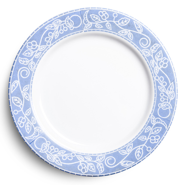 Üres kerámia tányér elszigetelt fehér background, felülnézet   - Fotó, kép