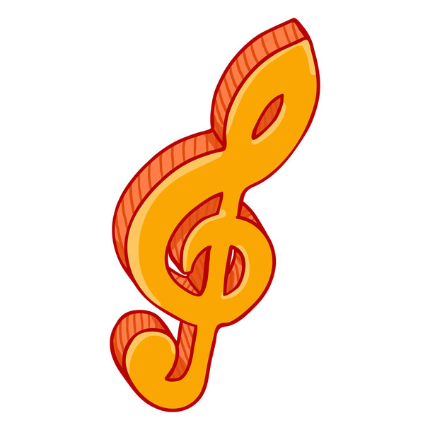 Vector Single Cartoon Golden Musical Note Icon. Clave musical
. - Vector, imagen