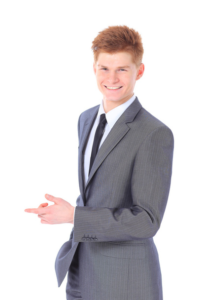 The young handsome businessman isolated on a white background. - Foto, imagen
