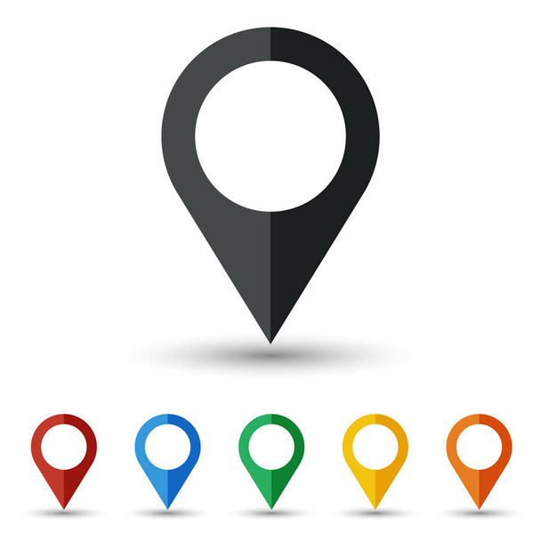 Map pin icon set flat design - Вектор,изображение