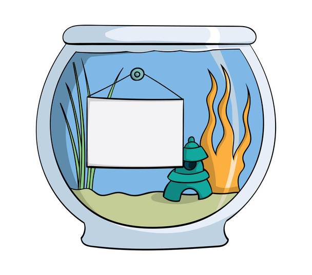 kreslený akvárium s prázdný plát izolovaných na bílém pozadí, vektor, ilustrace  - Vektor, obrázek