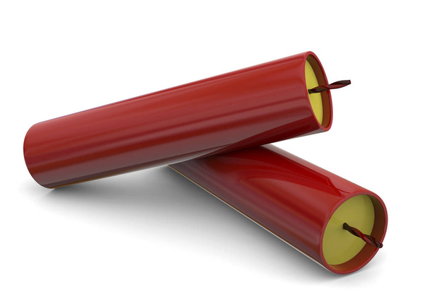 two red Dynamites, 3D illustration - Foto, Imagen