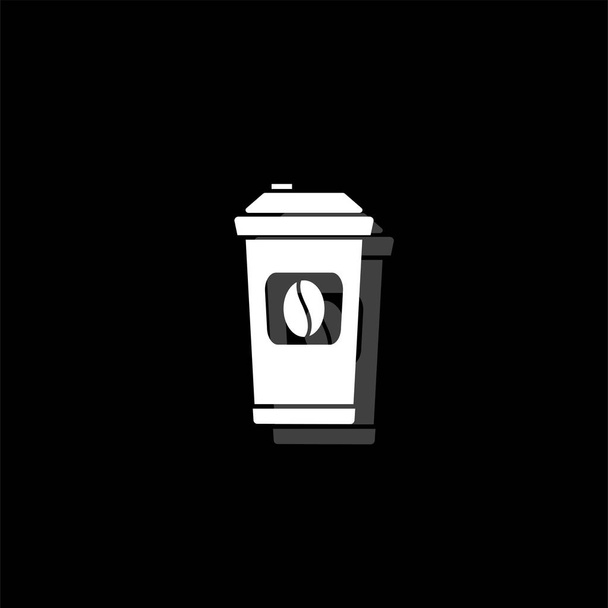 Coffee to go. weißes flaches einfaches Symbol mit Schatten - Vektor, Bild