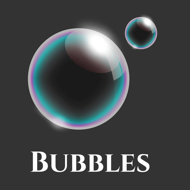 transparent soap bubbles with reflection, vector illustration for design - ベクター画像