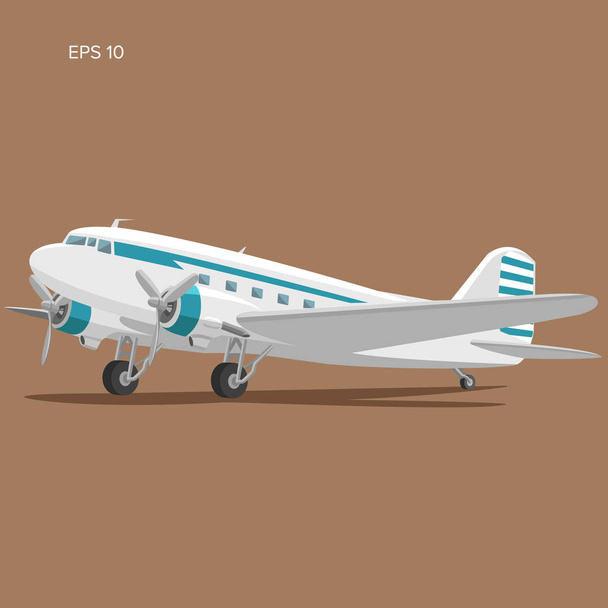 Vecchio aereo di linea del motore a pistoni vintage. Illustrazione del vettore aereo di progettazione piatta
 - Vettoriali, immagini