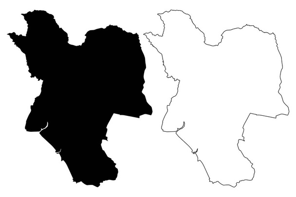 Иллюстрация векторной карты Нит Порт Талбот (Великобритания, Уэльс, Чимру, Принсал, Уэльс), начертательный эскиз карты округа Нит Порт Талбот
 - Вектор,изображение