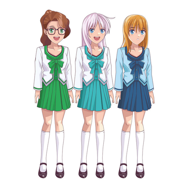 anime manga girls - Vector, afbeelding