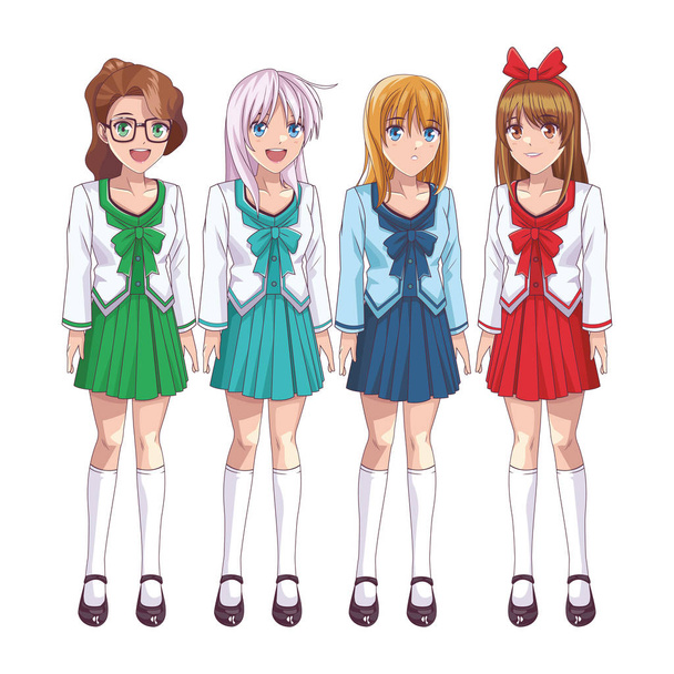 anime manga girls - Wektor, obraz