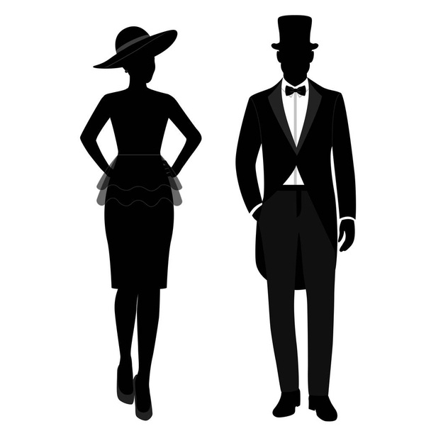 Икона "Джентльмен и леди" на белом фоне. Векторная иллюстрация
 - Вектор,изображение