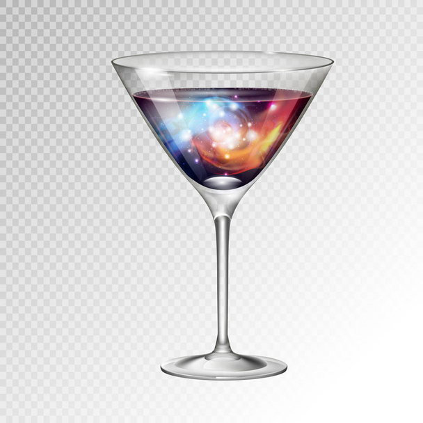 Realistic vector illustration of cocktail cosmopolitan glass with space background inside - Διάνυσμα, εικόνα