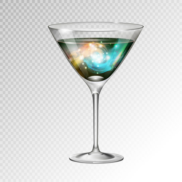Realistic vector illustration of cocktail cosmopolitan glass with space background inside - Wektor, obraz