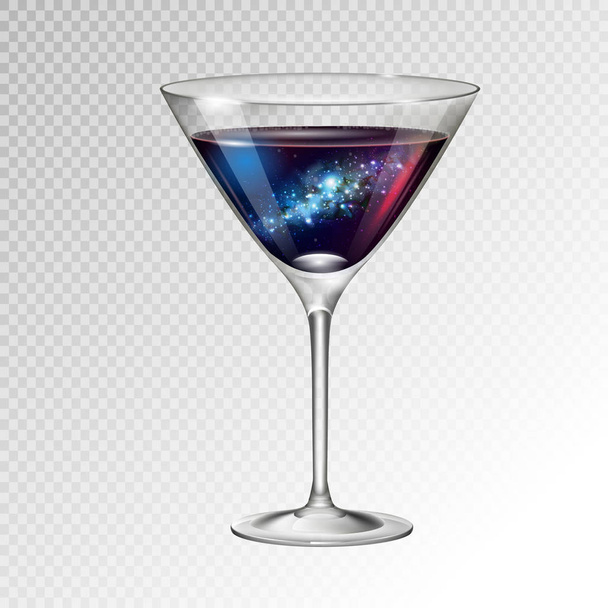 Realistic vector illustration of cocktail cosmopolitan glass with space background inside - Vector, Image