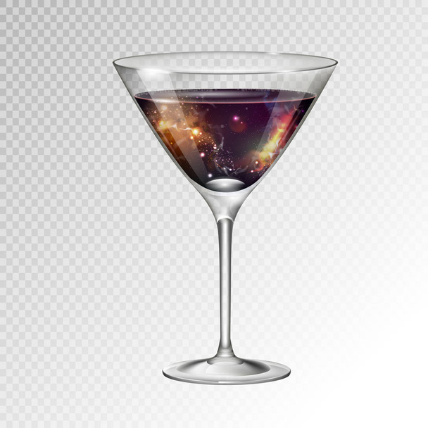Realistic vector illustration of cocktail cosmopolitan glass with space background inside - Вектор, зображення