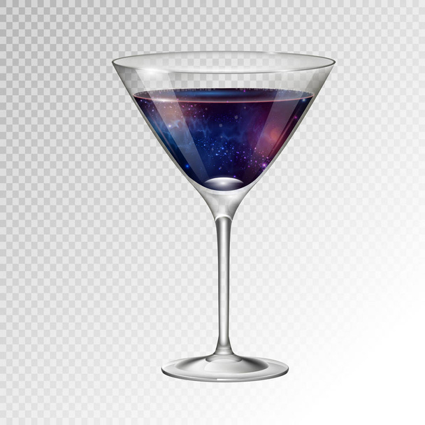 Realistic vector illustration of cocktail cosmopolitan glass with space background inside - Вектор,изображение