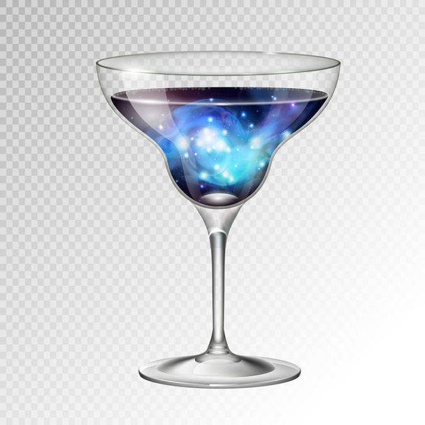 Realistic vector illustration of cocktail margarita glass with space background inside - Wektor, obraz