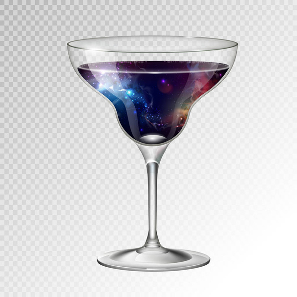 Realistic vector illustration of cocktail margarita glass with space background inside - Вектор, зображення