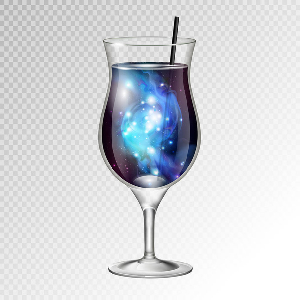 Vector illustration of realistic cocktail pina colada glass with space background inside - Vector, afbeelding