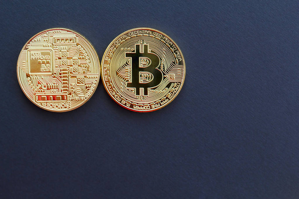 Picture of bitcoin over black background - Foto, Imagem