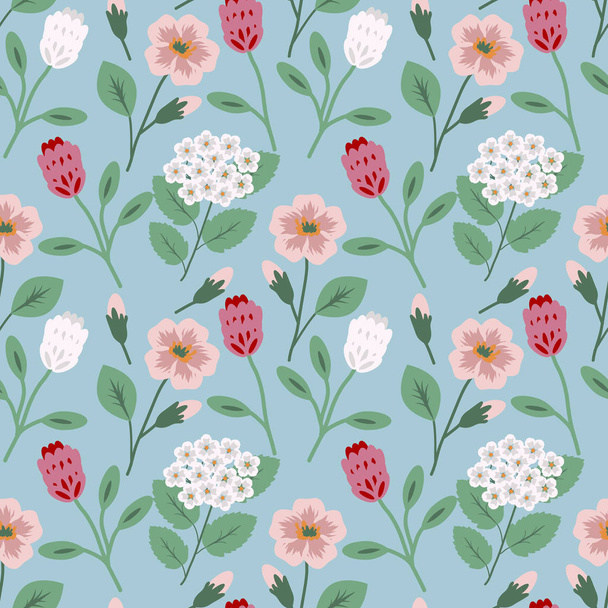 Seamless pattern with decorative flowers - Vector, Image