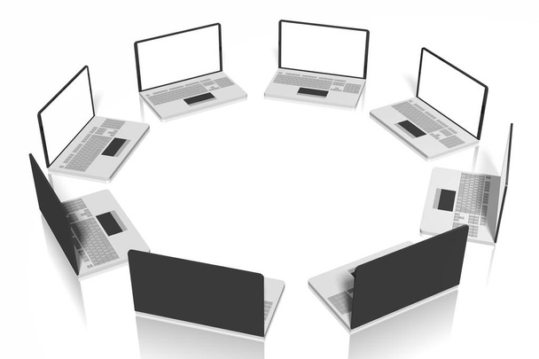 3d dizüstü bilgisayarlar - beyaz arka plan üzerinde izole - Fotoğraf, Görsel