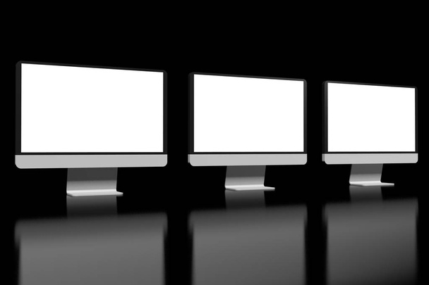 Monitory 3D - na białym na czarnym tle - Zdjęcie, obraz