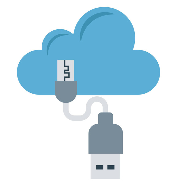USB Cable Isolated Color Vector icon that can be easily modified or edit  - Vector, Image
