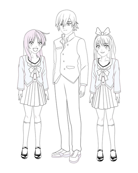 Anime manga csoport - Vektor, kép