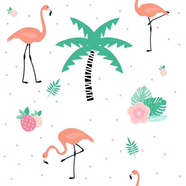 Flamingo seamless pattern background, summer trendy background. - Vector, Image