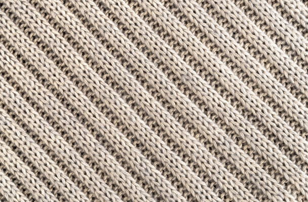 Fondo de tejido de punto hecho a mano de lana Color crema, textura de punto de tela
. - Foto, Imagen