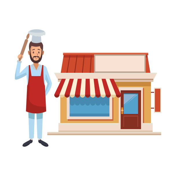 store shopping front cartoon - Vector, Image